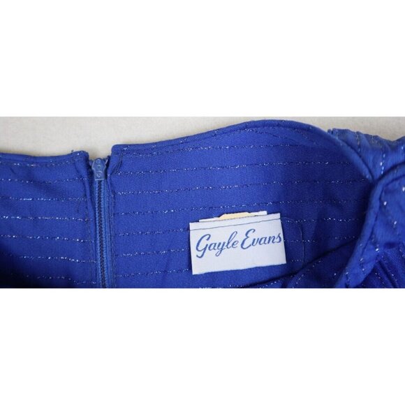 VINTAGE 70s WOMEN'S BLUE 2-PIECE DRESS SKIRT & TOP - GAYLE EVANS - SIZE 12.5 - Picture 5 of 11